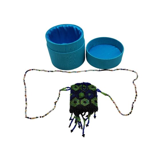 handcrafted multibeaded mini boho bag necklace - Picture 8 of 11